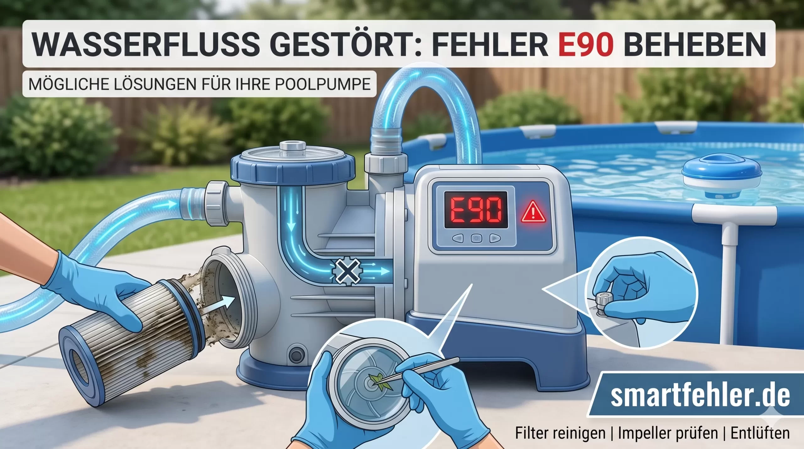 Intex Fehler E90 Poolpumpe Wasserfluss gestoert Sandfilteranlage reinigen